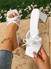 White Summer New Square Toe Mesh Breathable Open Toe High Heel Sandals, Versatile Minimalist Stiletto Sandals For Women,Chunky Heels